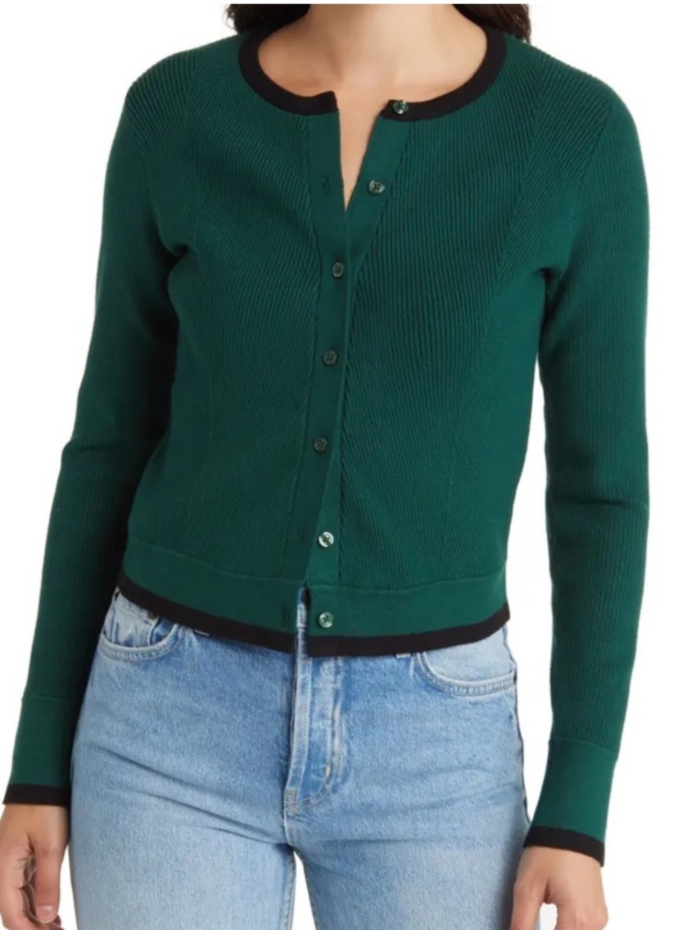 Favorite Daughter Crew Neck Green Cardigan